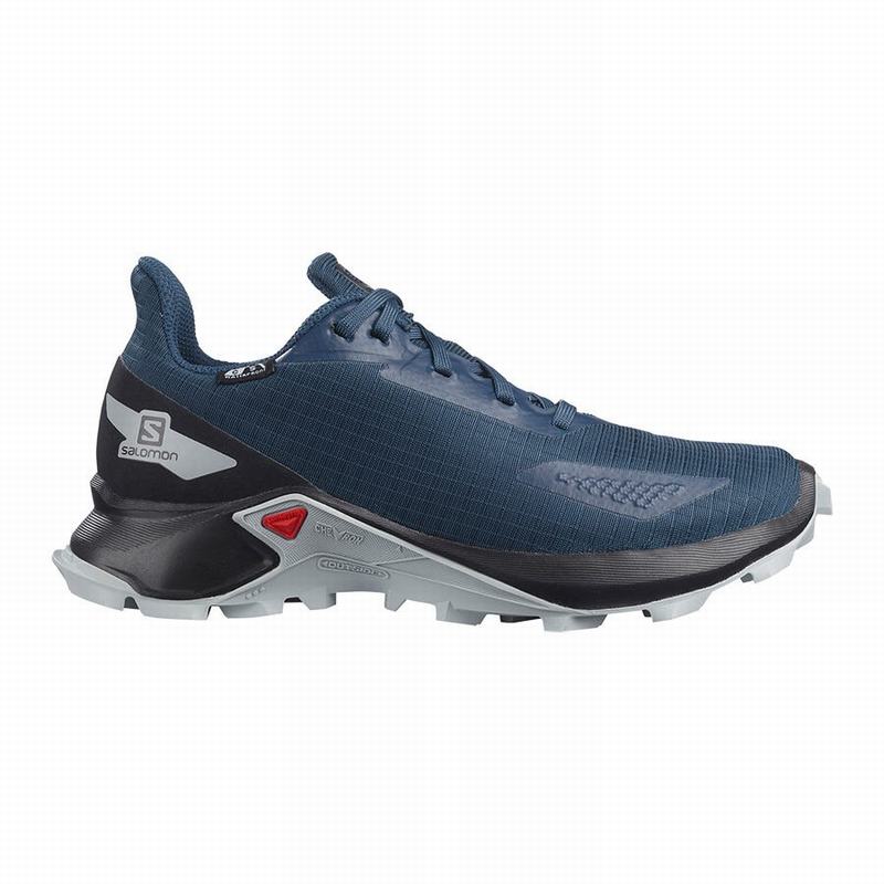 Salomon Israel ALPHACROSS BLAST CLIMASALOMON™ WATERPROOF - Kids Trail Running Shoes - Navy/Black (YW